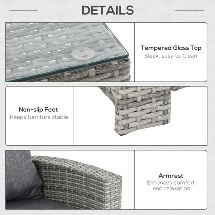 7 Seater Outdoor Rattan Dining Set with Cushions - Grey