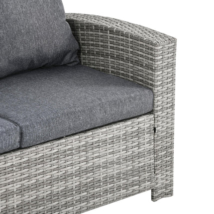 7 Seater Outdoor Rattan Dining Set with Cushions - Grey