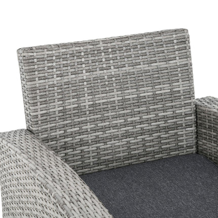 7 Seater Outdoor Rattan Dining Set with Cushions - Grey