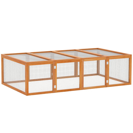 Wooden Rabbit Hutch with Wire Mesh Run 181x100x48 cm - Natural Wood