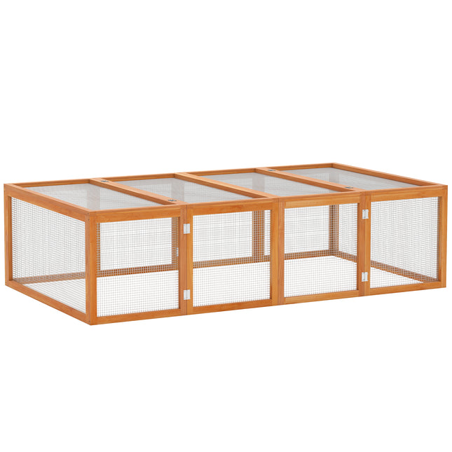 Wooden Rabbit Hutch with Wire Mesh Run 181x100x48 cm - Natural Wood
