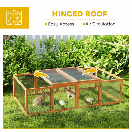 Wooden Rabbit Hutch with Wire Mesh Run 181x100x48 cm - Natural Wood