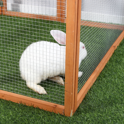 Wooden Rabbit Hutch with Wire Mesh Run 181x100x48 cm - Natural Wood