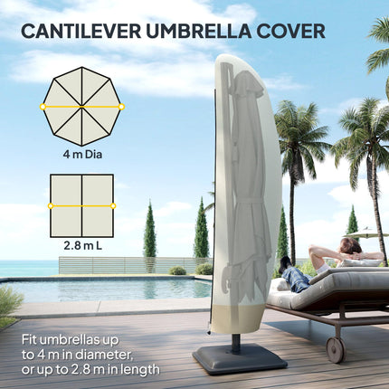Deluxe Waterproof Garden Parasol Cover 600D Oxford Cloth 56x220cm - Black