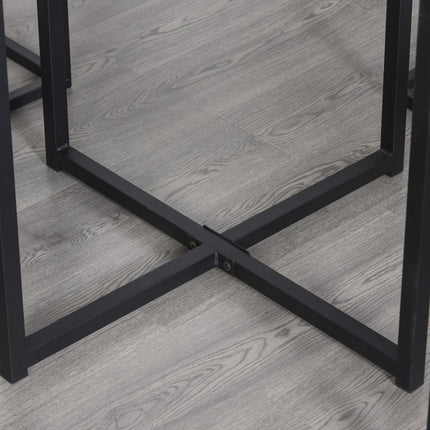 5 PCS Industrial Metal Frame Table & Stool Set Compact Square Seating - Black Brown
