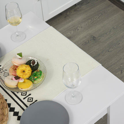 Kitchen Dining Table and 2 Benches Set for Limited Space - White