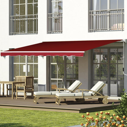 Manual Retractable Patio Awning 2.5m x 2m UV Protection - Wine Red