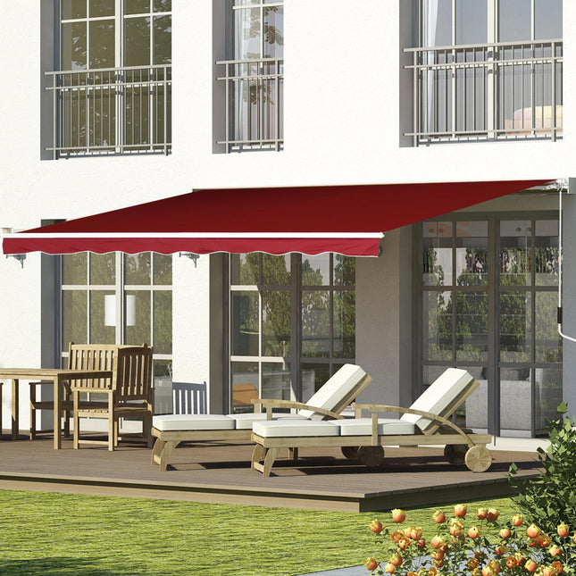 Manual Retractable Patio Awning 2.5m x 2m UV Protection - Wine Red
