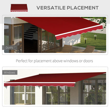 Manual Retractable Patio Awning 2.5m x 2m UV Protection - Wine Red