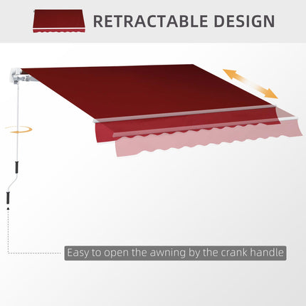 Manual Retractable Patio Awning 2.5m x 2m UV Protection - Wine Red