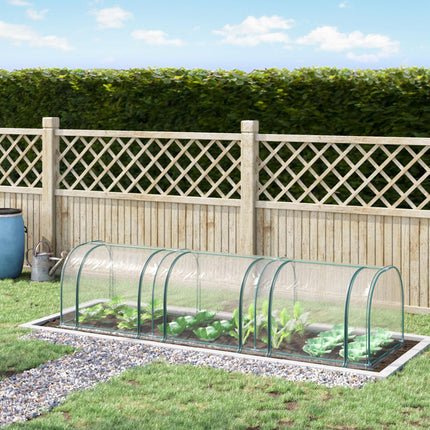 3 Section Portable PVC Tunnel Greenhouse with Steel Frame - Dark Green