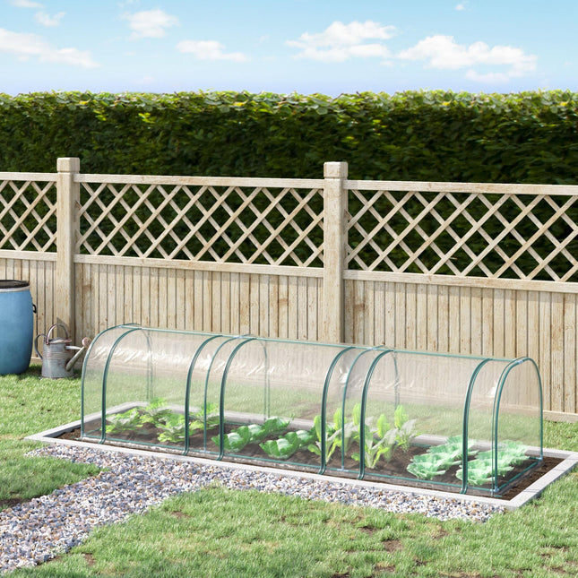 3 Section Portable PVC Tunnel Greenhouse with Steel Frame - Dark Green