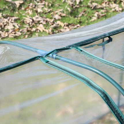 3 Section Portable PVC Tunnel Greenhouse with Steel Frame - Dark Green
