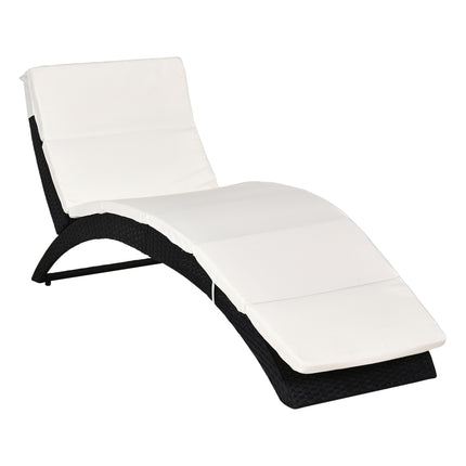 Folding Sun Lounger, PE Rattan Garden Lounger Chair with Soft Padded Cushion, Er