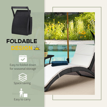 Folding Sun Lounger, PE Rattan Garden Lounger Chair with Soft Padded Cushion, Er