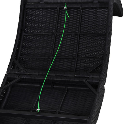 Folding Sun Lounger, PE Rattan Garden Lounger Chair with Soft Padded Cushion, Er