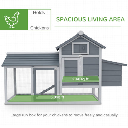 Small Chicken Coop with Run Hen House Poultry Coops Cages Nesting Box Grey 150.5