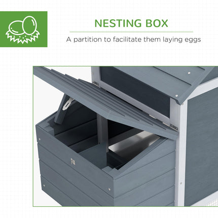 Small Chicken Coop with Run Hen House Poultry Coops Cages Nesting Box Grey 150.5