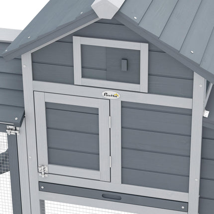 Small Chicken Coop with Run Hen House Poultry Coops Cages Nesting Box Grey 150.5