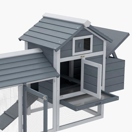 Small Chicken Coop with Run Hen House Poultry Coops Cages Nesting Box Grey 150.5