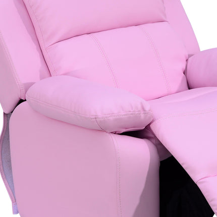 Kids Recliner Lounger Armchair with Storage Space and Footrest - Pink PU Leather