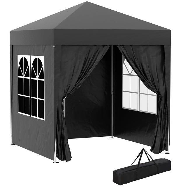 2x2m Pop Up Garden Gazebo Shelter with Removable Walls - Black