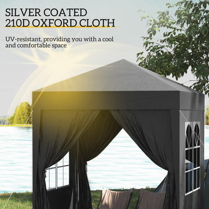 2x2m Pop Up Garden Gazebo Shelter with Removable Walls - Black