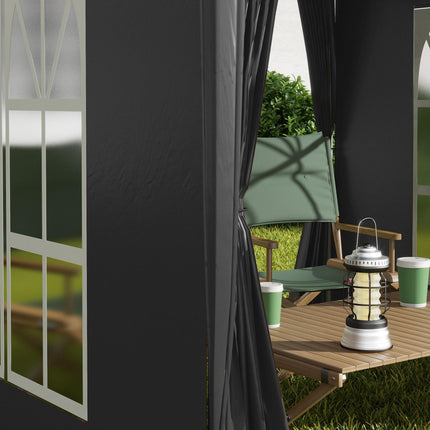 2x2m Pop Up Garden Gazebo Shelter with Removable Walls - Black