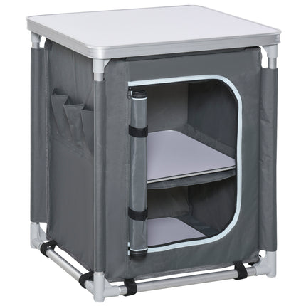 Portable 2-Shelf Camping Cupboard with Carry Bag - Grey