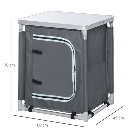 Portable 2-Shelf Camping Cupboard with Carry Bag - Grey