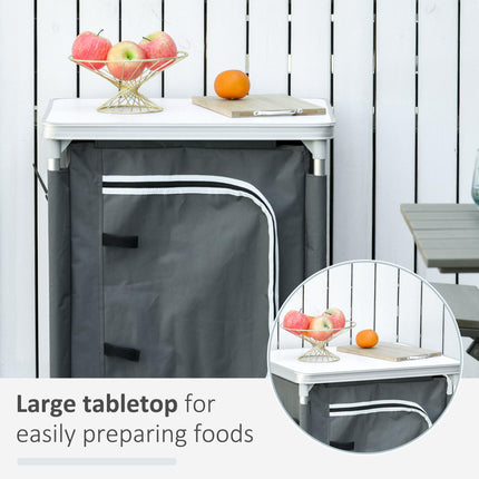Portable 2-Shelf Camping Cupboard with Carry Bag - Grey