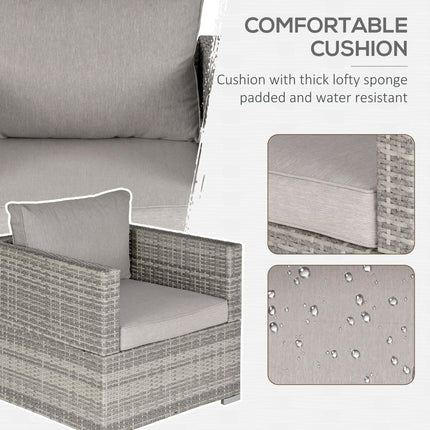 1 Seater Outdoor Rattan Sofa Chair with Padded Cushion - Grey