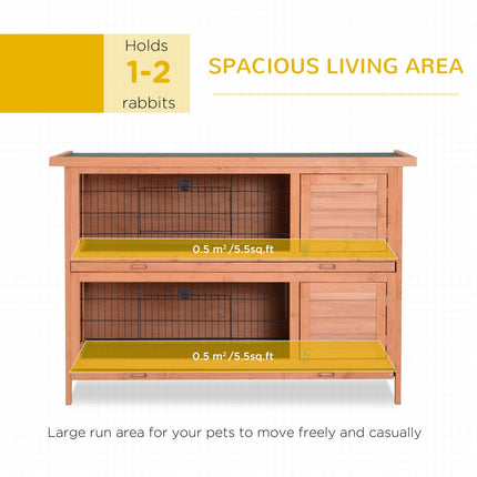 Double Decker 4FT Rabbit Hutch with No Leak Trays for Outdoor Use - Orange