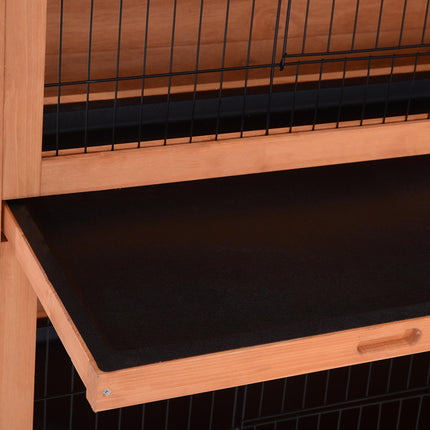 Double Decker 4FT Rabbit Hutch with No Leak Trays for Outdoor Use - Orange