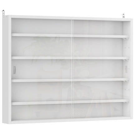 5-Tier Wall Display Shelf Unit Cabinet w/ 4 Adjustable Shelves Glass Doors Home