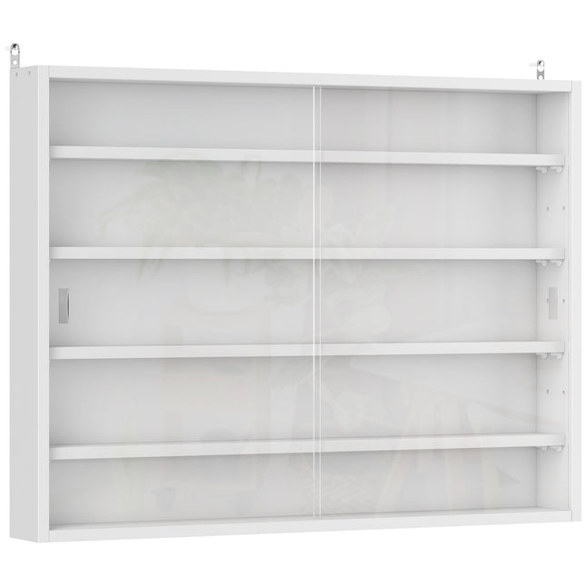 5-Tier Wall Display Shelf Unit Cabinet w/ 4 Adjustable Shelves Glass Doors Home