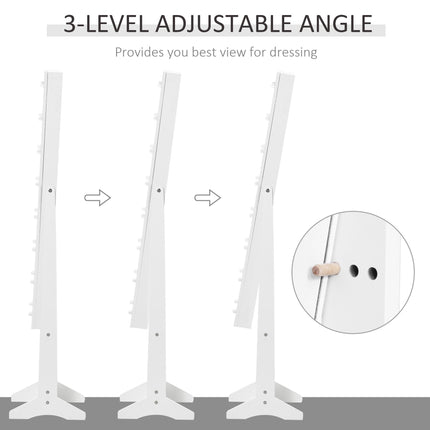 Full Body Mirrored Jewelry Cabinet with LED Light and 3-Angle Adjustable Mirror for Rings, Earrings, Bracelets, Cosmetics - Warm White