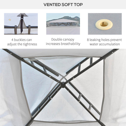 3 x 3 Metre Metal Gazebo with Mosquito Netting Outdoor Shelter - Grey