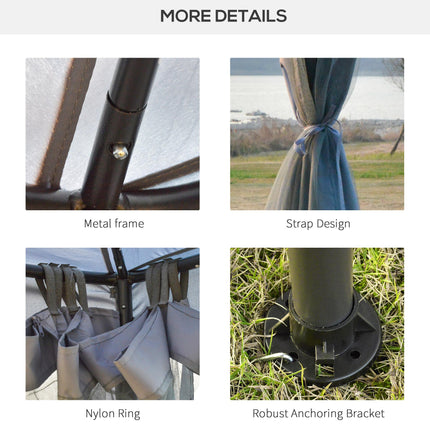 3 x 3 Metre Metal Gazebo with Mosquito Netting Outdoor Shelter - Grey