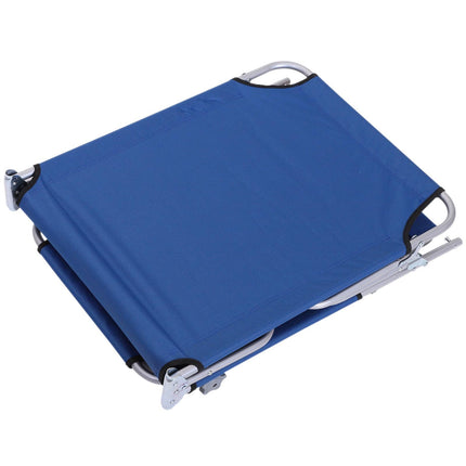 Adjustable Folding Reclining Sun Lounger with Canopy for Beach Garden Patio - Blue