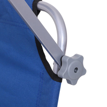 Adjustable Folding Reclining Sun Lounger with Canopy for Beach Garden Patio - Blue