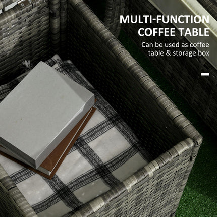 3 Piece PE Rattan Garden Furniture Set with Removable Cushions - Grey and Blue