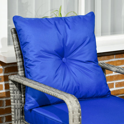 3 Piece PE Rattan Garden Furniture Set with Removable Cushions - Grey and Blue
