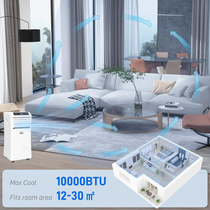 Mobile Air Conditioner 1114W with Remote, Timer, Cooling, Dehumidifying & Ventilating - White