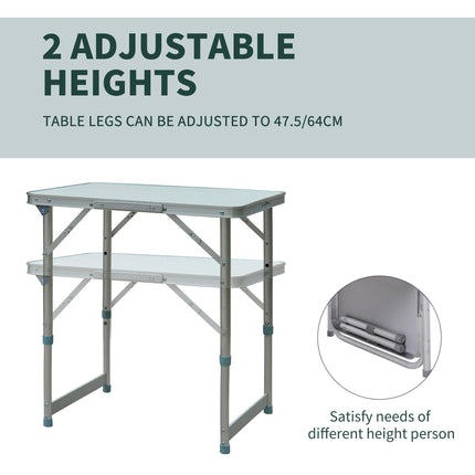 Portable Folding Picnic Table with Adjustable Height - Silver