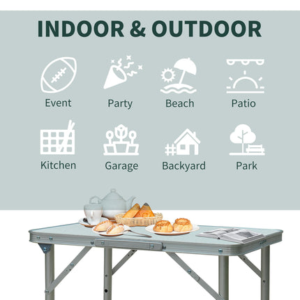 Portable Folding Picnic Table with Adjustable Height - Silver