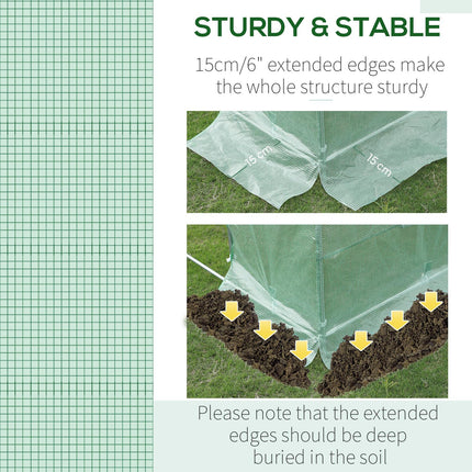 3 x 2 x 2m Tunnel Walk-in Greenhouse Replacement Cover with Roll-up Windows and Door - Green