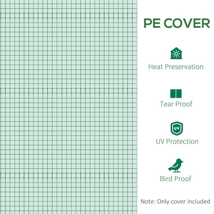 3 x 2 x 2m Tunnel Walk-in Greenhouse Replacement Cover with Roll-up Windows and Door - Green