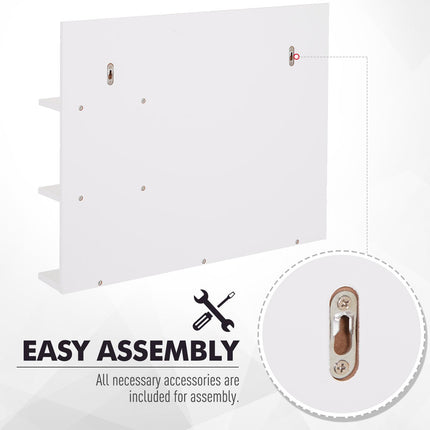 Modern Wall Mounted Bathroom Mirror with Three Tier Storage - White