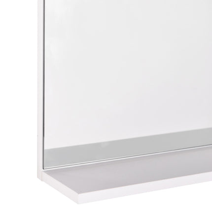 Modern Wall Mounted Bathroom Mirror with Three Tier Storage - White